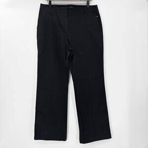 Ann Taylor Black Textured Pinstripe Wide Leg Pants Size 14 Cotton Spandex Slacks